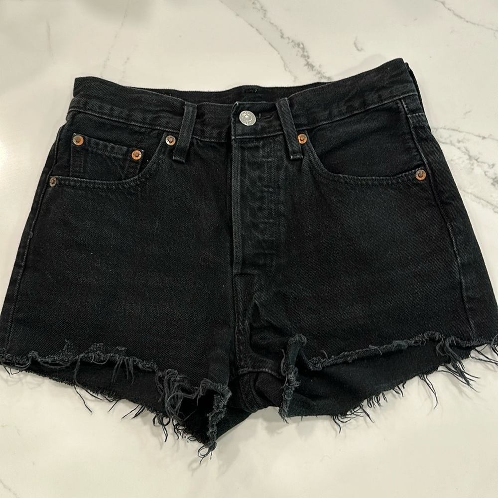 Levi’s 501 cutoff denim shorts black button fly size 24